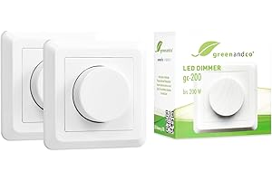 ‎GREENANDCO 2 Stück greenandco gc-200 | Unterputz LED und Halogen Dimmer | 1-200 Watt | auch für herkömmliche Leuchtmittel | für Wechselschaltungen geeignet | weiß