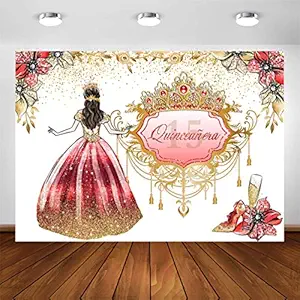 COMOPHOTO Quincea?era 15th Birthday Backdrop for Girl 7x5ft Mexico 15th Adult Girl Birthday Party Banner Background for Photography Fifteen Crown Princess Birthday Backdrops Decoration