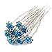 Bride Boutique Bridal Wedding Prom Silver Crystal Diamante Rose Flower Hair Pins Clips Grips (Turquoise)