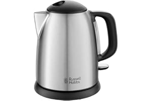 Russell Hobbs Bouilloire Electrique [Compacte & Elegante] Adventure (1L, 2400W, Ebullition rapide,filtre anticalcaire lavable,Marques pour 1/2/3 tasses, Bec verseur précis,Idéale pour voyage) 24991-70