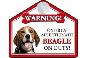 CAR-PETS LTD BEAGLE HOUND Dog Gift. High Gloss Plastic Warning Sign 6" x 7" with Suction Sign - for car or house windows, can also be nailed to gates or fences.
