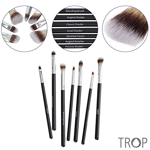 TROP 7-teiliges Make-Up Pinselset zum Auftragen von Lidschatten mit extraweichen, veganen Pinselborsten – Angled Shader / Blending Brush / Classic Shader / Small Shader / Detailed Pencil / Precise Shader / Angled Detailer / Schmink-Pinsel / Gesichtspinsel / Beauty-Pinsel – Mit 2 Jahren Geld-zurück-Garantie - 2