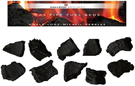 SMALL RANDOM SHAPED COALS FOR GAS FIRE CERAMIC REPLACEMENT COALS. TOP UK QUALITY! BOX OF 10 IN BRANDED GALLEON FIREPLACES PACKAGING!!