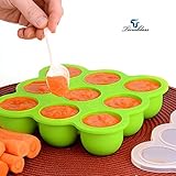Baby Gefrierbehälter , Tinabless 10 Töpfe Babynahrung Aufbewahrung mit Silikondeckel Einfrieren von Babynahrung Babykost und als Behälter für Babybrei （Blau） - 4