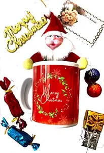 Merry Christmas Mug with Santa and Christmas Ornaments/Gift for Christmas/X-Mas Tree Decoration Items/Christmas Tree Decoration Ornaments