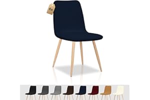 FIGOOO Fundas para Sillas Pack 6 Elásticas Fundas Sillas de Comedor Redondas Escandinavas Antimanchas Moderna Cubre Funda de Silla Fundas Protectoras para Sillas de Cocina,Azul Marino