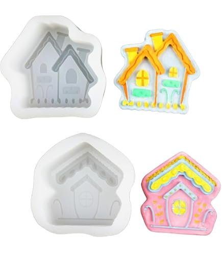 Stampo Villaggio Natalizio 3d Stampo In Silicone Per Villaggio Di Natale – 15 Casette 3D, Per Resina, Candele E Sapone, Colore Grigio Stampo Silicone Casetta Natale
