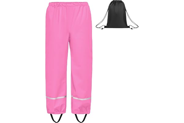 BSBUY Regnbyxor för barn, vattentäta och vindtäta regnbyxor unisex – lätta ofodrade – ventilerande för pojkar och flickor (marinblå, 98–162)