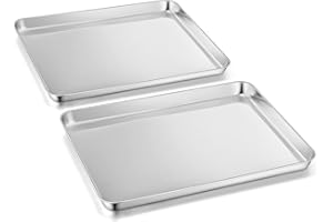 Herogo Blacha do pieczenia, zestaw 2 sztuk, ze stali nierdzewnej (40,5 x 30,5 x 2,5 cm), duża blacha do pieczenia, gotowania, serwowania, wysoki połysk, nierdzewna, nietoksyczna i zdrowa, nadaje się