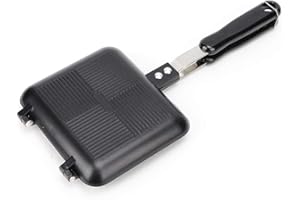 ‎HERCHR Pfanne Doppelseitig, Toastpfanne Mit Hitzebeständigem Griff, Doppelseitige Bratpfanne, Sandwich-Toaster Antihaftbeschichtete Tortillas Bratpfanne Camping Toaster Sandwich Maker