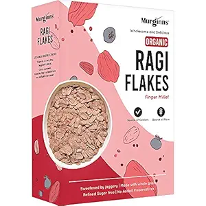 Murginns Organic Ragi Flakes | Healthy Breakfast with Millets and Jaggery | Gluten Free | No Refined Sugar, 275g - Pack of 1