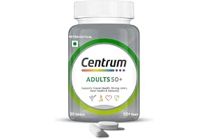 Centrum Adult 50+, World's No.1 Multivitamin with Calcium, Vitamin D3 & 21 other Nutrients for Overall Health, Strong Joints & Heart Health (Veg) 30 Tablets