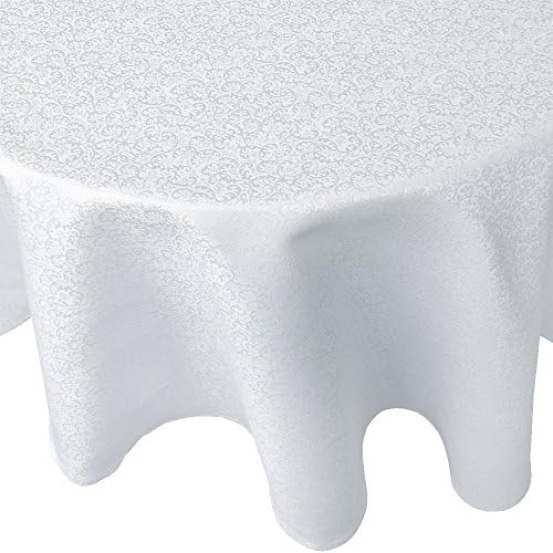R.LANG Tablecloth Oval 52 x 70-inch Spillproof Jacquard Tablecloth Bleach White