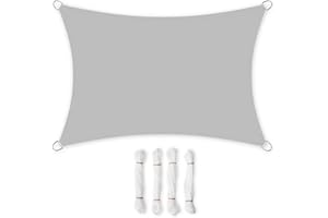 SONGMICS Markiza 3 x 4 m, wodoodporna o słupie wody 665 mm, osłona przeciwsłoneczna z odpornego na rozdarcia poliestru, ochrona UV 93%, taras, ogród, balkon, prostokątna, liny 2 m, jasnoszary GSH34QY