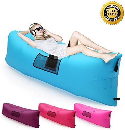 Kingpeony Inflatable Lounger Couch with Carry Bag Ultra-light Portable Outdoor Lazy Air Sofa Fast Inflated Air Chair Ideal for Camping Picnics (Blue)