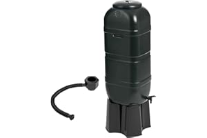 CHARLES BENTLEY 100L, Slimline, Garden, Plastic Water Butt Set, Including Tap With Stand, Filler Kit, Black, Rain Saver, Lockable Lid, 4 Part Stand, 100 Litre Capacity, Space Saving (95x40.5x40.5cm)