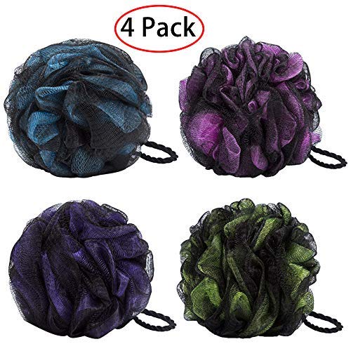 4 pack bain douche éponge jollyjelly bain de mousse loofahs brosse à nettoyer pour femmes hommes exfolier la peau nettoyer la peau apaisante