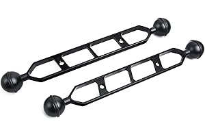 LetonPower Bras d'extension en Alliage d'aluminium à Double Bille de 9", connecteur de tête à Bille de 1", Bras sous-Marin pour Stroboscope/lumière vidéo/Plateau pour caméra de plongée (2pack)
