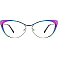 Zeelool Oversized Cat Eye Blue Light Blocking Glasses for Women Metal Eyewear Ellen VFM0176