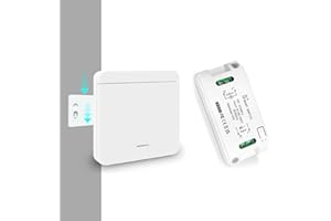 Tedeligo Interruttore Luce Senza Fili, Rimovibile Interruttore Wireless Con Trasmettitore Radio 100M 2300W Portata Telecomando Per Luci, Nessun Cablaggio Richiesto, Bianco(1trasmettitore 1ricevitore)