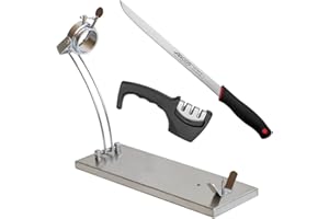 CUPERINOX | Supporto per prosciutto in acciaio inox pieghevole e girevole professionale con base antiscivolo per tagliare prosciutti e palette, con coltelloprofessionale+ affilacoltelli | prosciutto