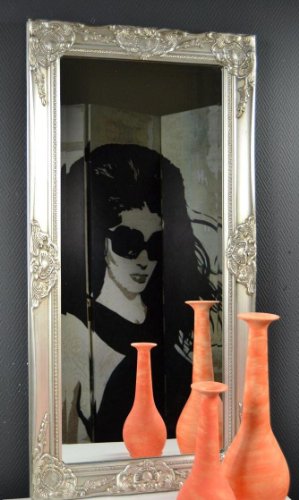 WOW Wandspiegel Spiegel barock antik Silber 100 x 50 cm Facettenschliff