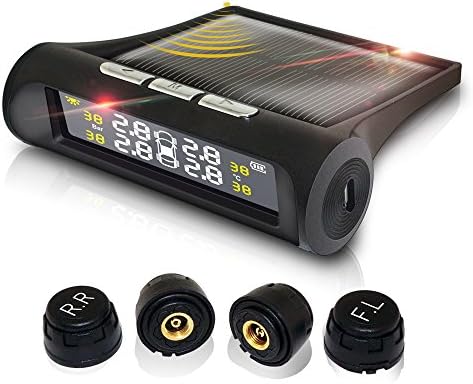 Ourlife Tire Pressure Monitoring System,Solar Power Digital Wireless LCD Display Tyre Pressure Monitor System,TPMS with 4 External Sensors