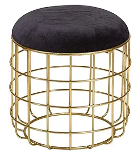 BuyKard Perfect Posture Iron Pouffes & Ottomans Stool in 5 Rings with Magic-Gold Model (Black-Gold)