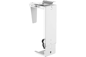 iMount IMPH19 CPU Holder/Under-desk PC Mount: 360° Swivel, Stepless Height & Width Adjustable, in White