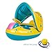 Produktbild Baby Schwimmring Schwimmsitz Mit Vorzelt , Asdomo Aufblasbares Kinderboot Beach Sommer Familienspaß Meer Schwimmbad Schwimmhilfen Schwimmen Spielzeug Sonnenschutz und UV-Vorbereitung für Kinder von 6-48 Monate mit Pumpe