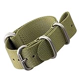 Zulu Nylon Uhrenarmband von ZULUDIVER® Gebürstete Zulu Schließen, Grün, 22mm