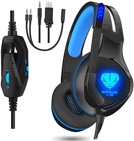 Gaming Headset for PC, PS4, Xbox One, 3.5 mm Wired Headphones with Microphone, Noise Isolation Earphones for Nintendo, Laptop, Smartphone blue