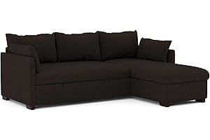 BUDWING Orlando Sofá Cama Esquinero 4 Plazas – Chaise Longue Reversible con Almacenaje – Estilo Contemporáneo, Tejido Hidrófugo Antimanchas – 221x160,5x88 cm – Marrón