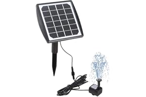 AILGELY 2 W 120 L/H Fontana Solare Pompa con 4 Ugelli, Pompa Solare Laghetto con Pannello, Mini Fontana da Giardino Pompa Acqua da Esterno per Vasca per Uccelli, Stagno, Piscina, Giardino, Acquario