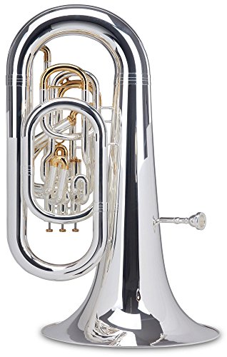 Lechgold ET-483 Eb-Tuba (für Einsteiger und Fortgeschrittene, Edelstahl-Ventile, aus hochwertigem Messing, Züge aus Neusilber, inkl. Koffer, Mundstück, Reinigungstuch, Ventilöl) klarlackiert