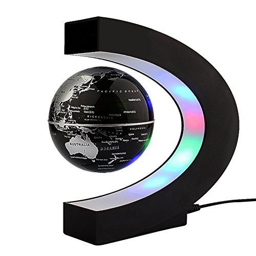 Créatif Globe Terrestre Lumineux Flottant Magnétique Levitation Globe Lamp avec Lumières LED et Base en forme C pour Décorations Maison et le Bureau