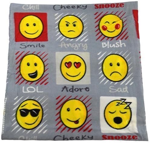 EMOJI LOL CHILL SNOOZE CHEEKY GREY YELLOW RED FLEECE THROW BLANKET 127 X 152CM