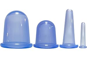 iTauyees Ventosas Celulitis, 4 Piezas Ventosas de Silicona, Ventosas Masaje Kit para Masaje de Cuello Cara y Cuerpo para Antienvejecimiento Reducción de Arrugas Alivio Del Dolor Relajación (Azul)