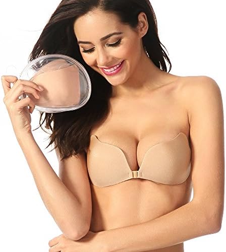 Womens Silicone Form Strapless Seamless Push Up Self Adhesive Reusable Padded Invisible V bra