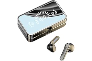 KKPLZZ Auriculares Bluetooth con Espejo, 5.2 Auriculares inalámbricos Bluetooth con Pantalla LED, Auriculares Deportivos estéreo Invisibles en la Oreja Mini Auriculares biauriculares Impermeables