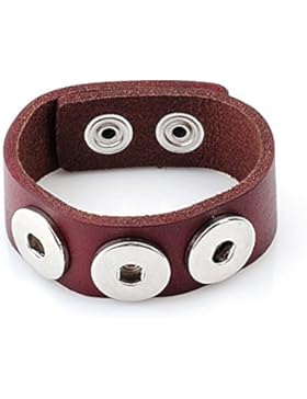Andante Leder ARMBAND für Chunks Click-Buttons mit Druckknopf-Verschluss (18-22 cm) Espresso
