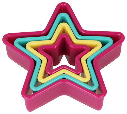 Metaltex sternförmige Ausstecher, können ineinander in verschiedenen Größen und Farben, 4er-Set, mehrfarbig