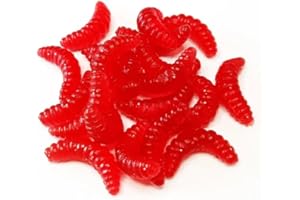 EVERBAY Worms for Fishing Soft Lures - Smelling Fake Worms Fishing Lures – Carp Fishing Bait – Brown Trout Barbel Lures Silicone Soft Maggot Earthworm Artificial Bait Lifelike Swimbait - 50pcs