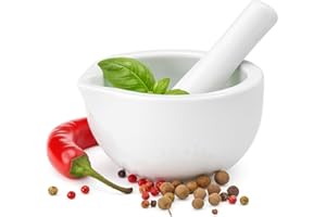 Glamza Mini Pestle and Mortar Set - Small and Compact 7cm Mortar and Pestle Kitchen Tool for Grinding Spices and Herbs with Ease - Made from Traditional Porcelain