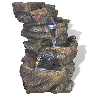 vidaXL Fontaine d'Intérieur avec Lumière LED Poly-résine Décoration Cascade