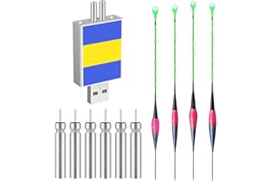 NAVESO Lot de 4 Flotteurs Peche LED, 1.4g/1.8g/2.0g/2.2g Flotteurs de Pêche Set, Intelligents Nuit Flotteurs de Pêche Lumineux LED Light, Bobbers, Truite Bouchon, pour la Rivière létang