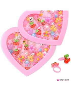 36 x KINDERRINGE LUXURY KINDERSCHMUCK DISPLAY HERZ KASTEN EINSTELLBARE GRÖSSE