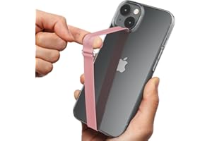 Sinjimoru Reusable Stretching Phone Strap, Silicone Cell Phone Grip Holder with Clip for iPhone Case Secure & Slim Smart Phone Holder for Hand. Sinji Loop Clip 210, Rose