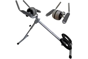 FLEXXI Tone-X dual height adjustable folding abdominal trainer with digital monitor hard challenge core stomach crunch workout and wheel roller