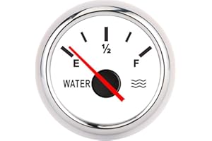 KIMISS Wasserstandsanzeige 2-Zoll-Zeiger Wasserflüssigkeitsstandsanzeige Hochgenaue Universal für Schiffs-LKW-Wohnmobile(Weiß)